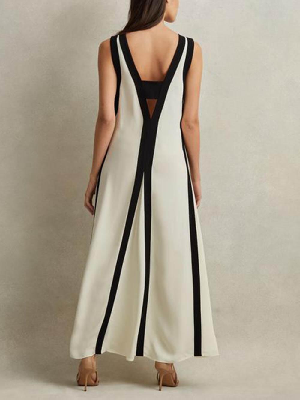 Elena – Colorblock Reversible A-Line Maxi Dress