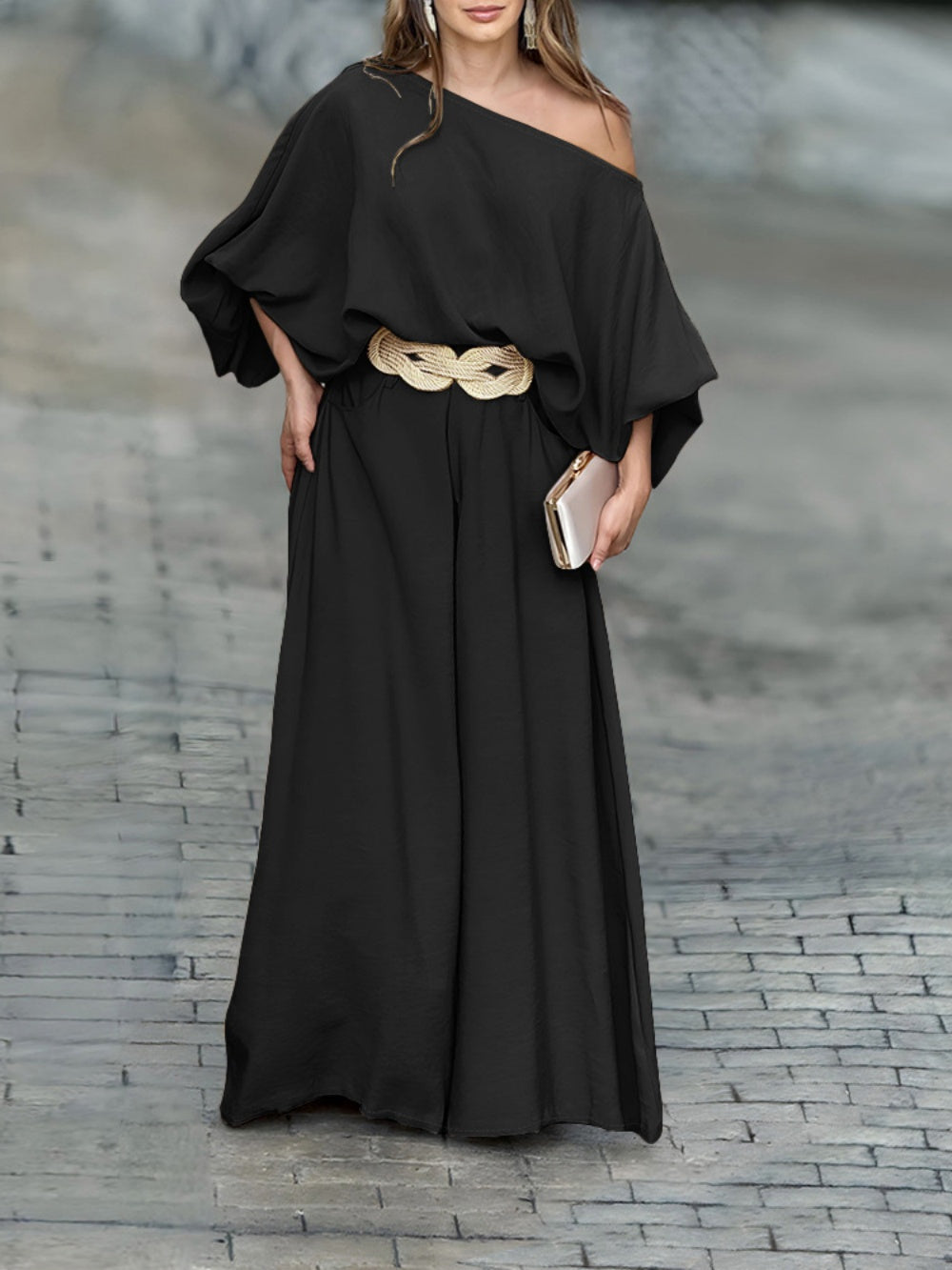 Clara – Off-Shoulder Lantern Sleeve Two-Piece Set