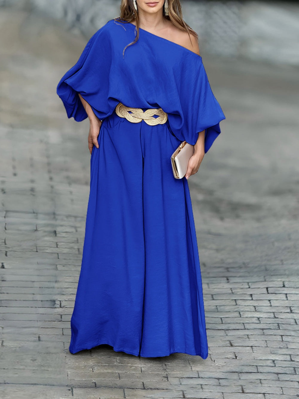 Clara – Off-Shoulder Lantern Sleeve Two-Piece Set