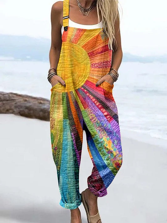 Women's Jumpsuit - Vintage Floral Design for Effortless Style & Comfort