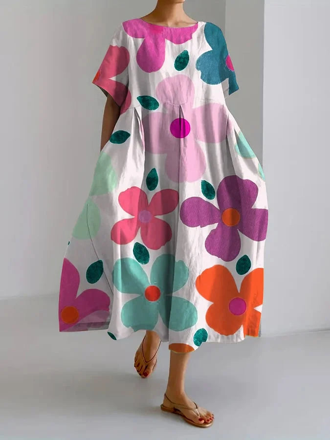 Eliana | Midi Floral Dress for Effortless Style and Summer Comfort on Vibrant Days