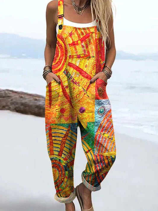 Women's Jumpsuit - Vintage Floral Design for Effortless Style & Comfort