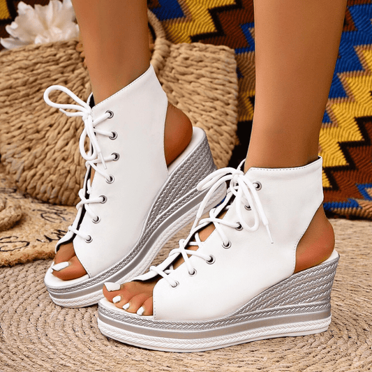 Marina Lace-Up Wedge Sandals