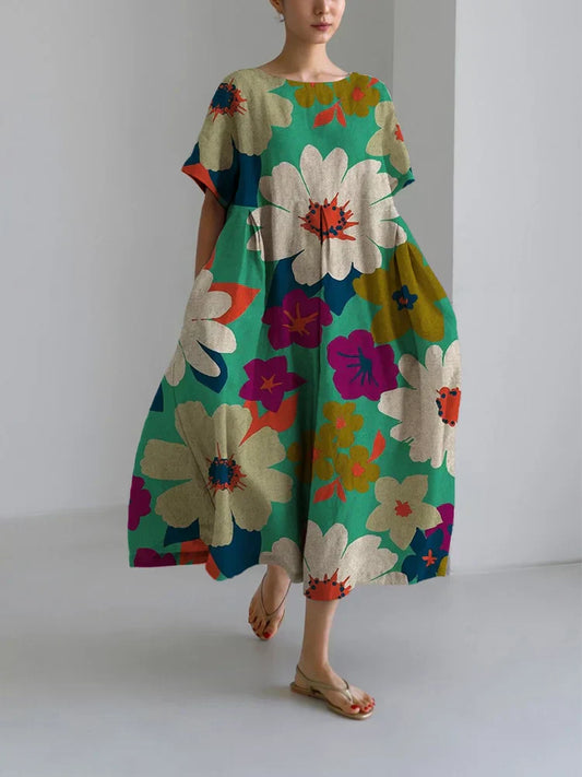 Vittoria | Lightweight Midi Floral Dress for Effortless Style and Comfort on Vibrant Days