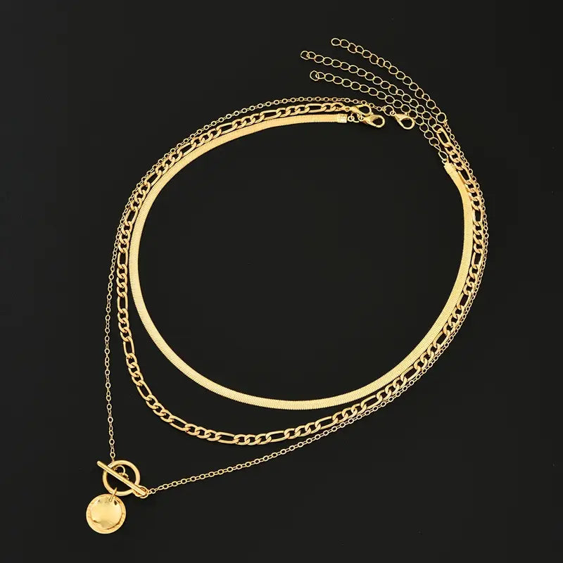 Savira Textured Coin Layered Necklace