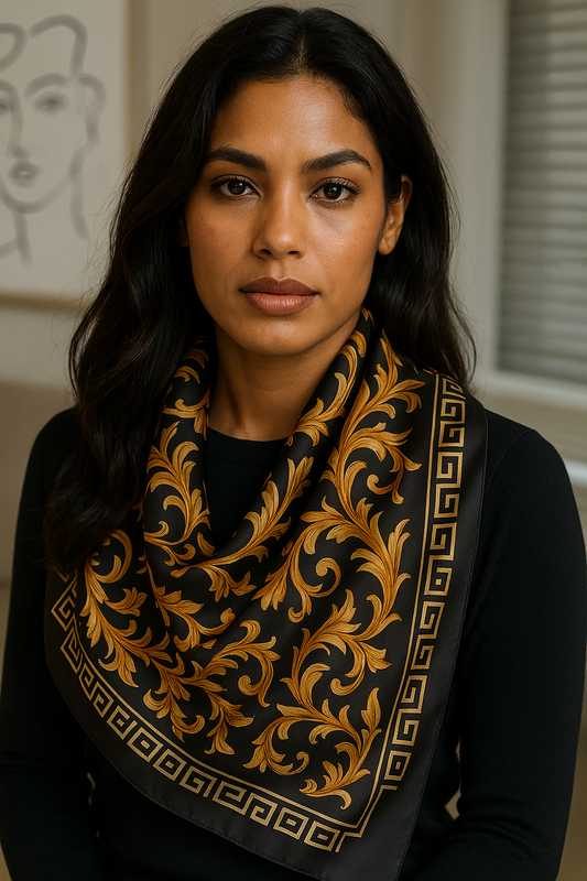 Galina Black Foulard (88cm - 100% Silk)