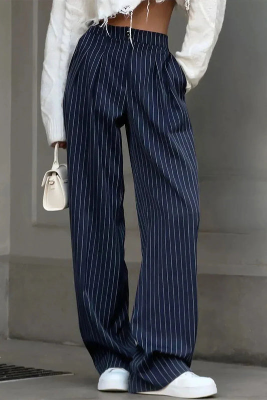 Pinstripe Wide Leg Pants