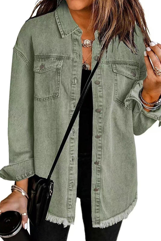 Olive Green - Classic Everyday Denim Jacket