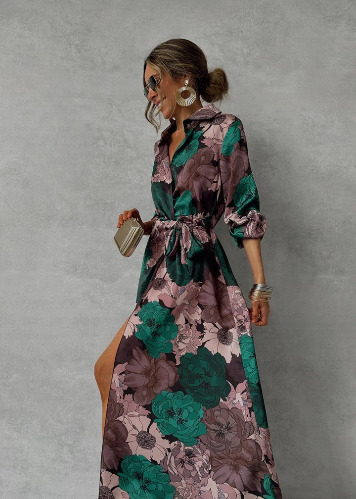 Elara | Floral Elegance V-neck Dress