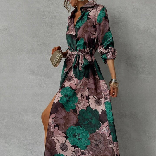Elara |  Floral Elegance V-neck Dress