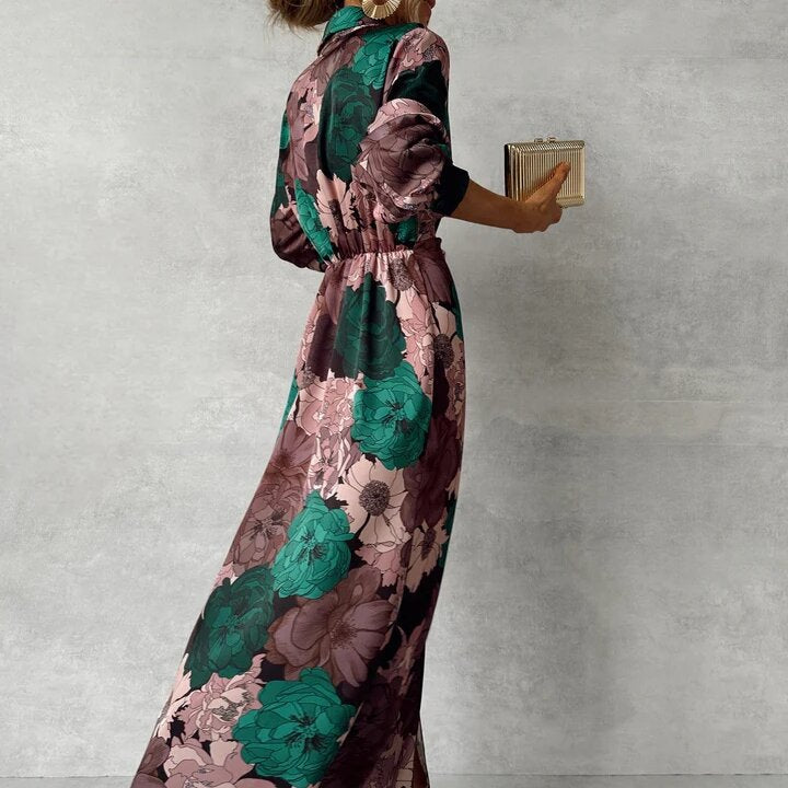 Elara | Floral Elegance V-neck Dress