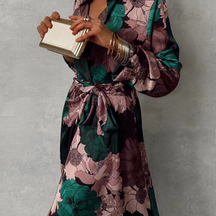 Elara | Floral Elegance V-neck Dress