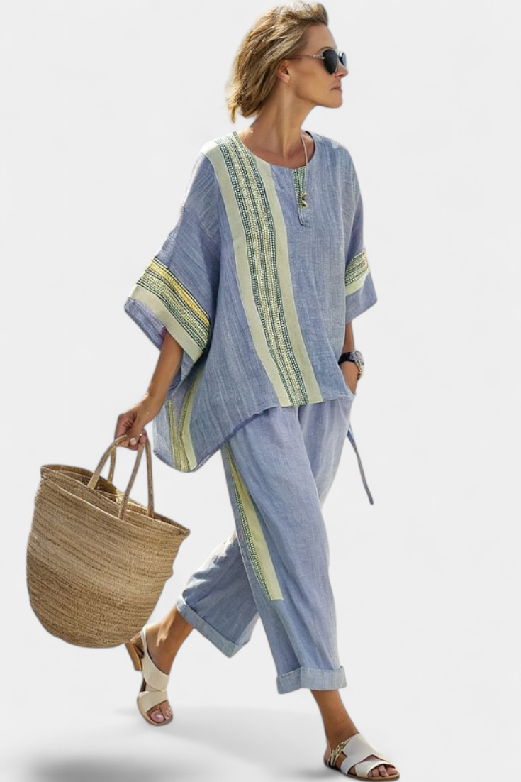 Set Featuring Delightful Lavender and Yellow Stripes