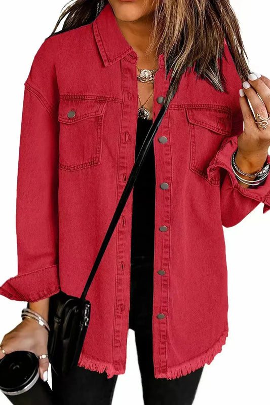 Red - Classic Everyday Denim Jacket