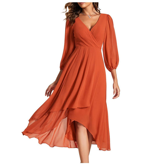 Laia - Long Sleeve V Neck Dress