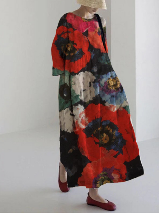 Rosalia | Comfortable Midi Dress Featuring Bold Floral Print for a Stunning Style