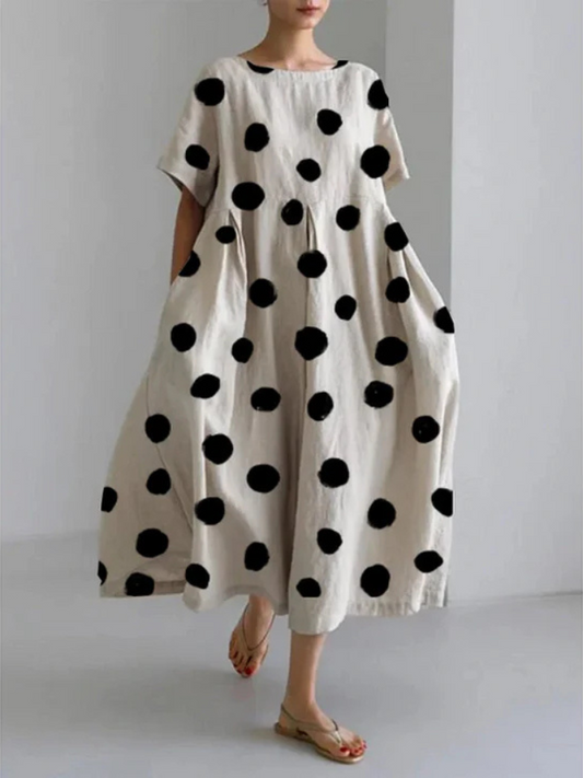 Valentina | Effortless Long Dress with Classic Polka Dots and Comfortable Fit for Summer
