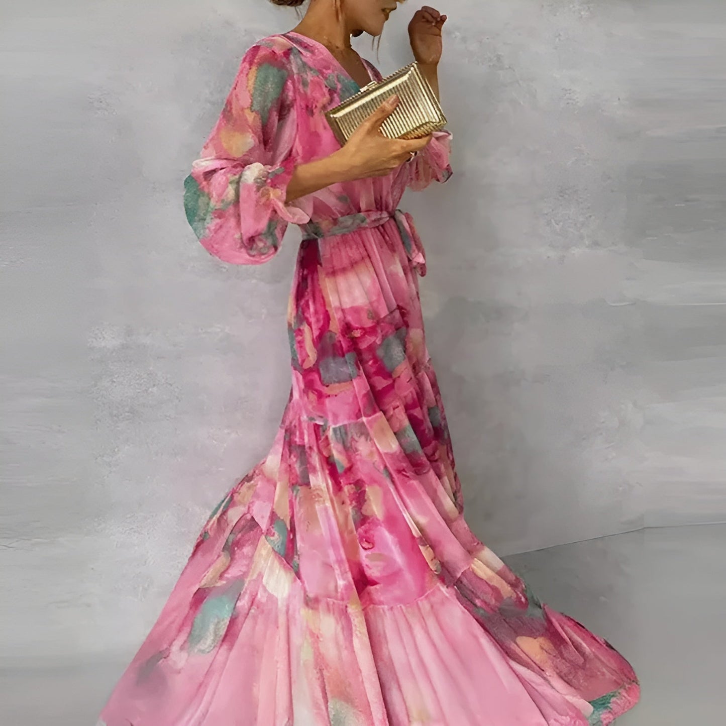 Kayla - Elegant Pleated Floral Dress
