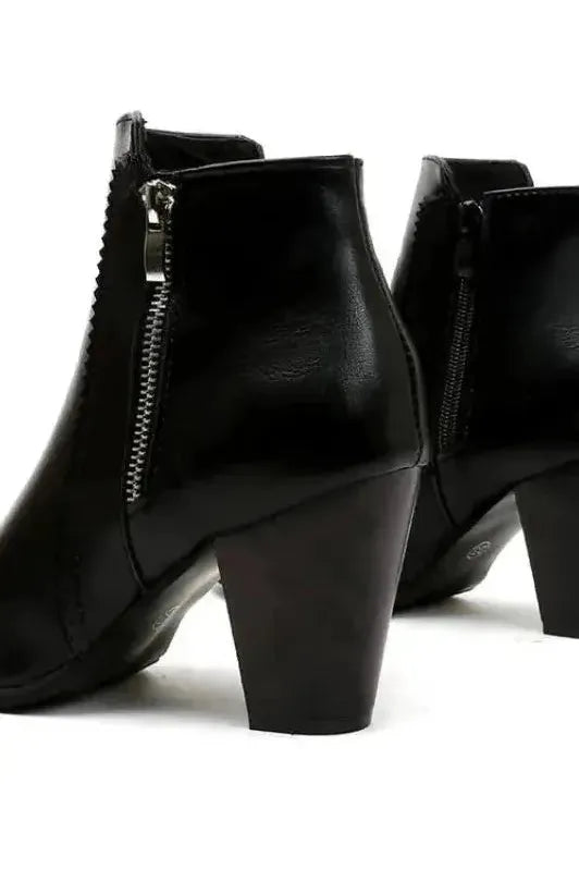 Retro Chunky Heel - Leather Boots