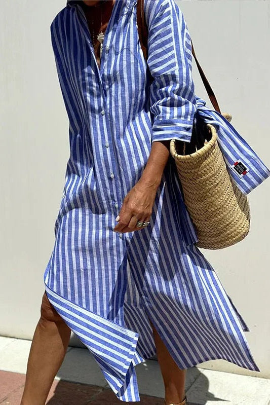 Coastal Stripe Shirt Dress