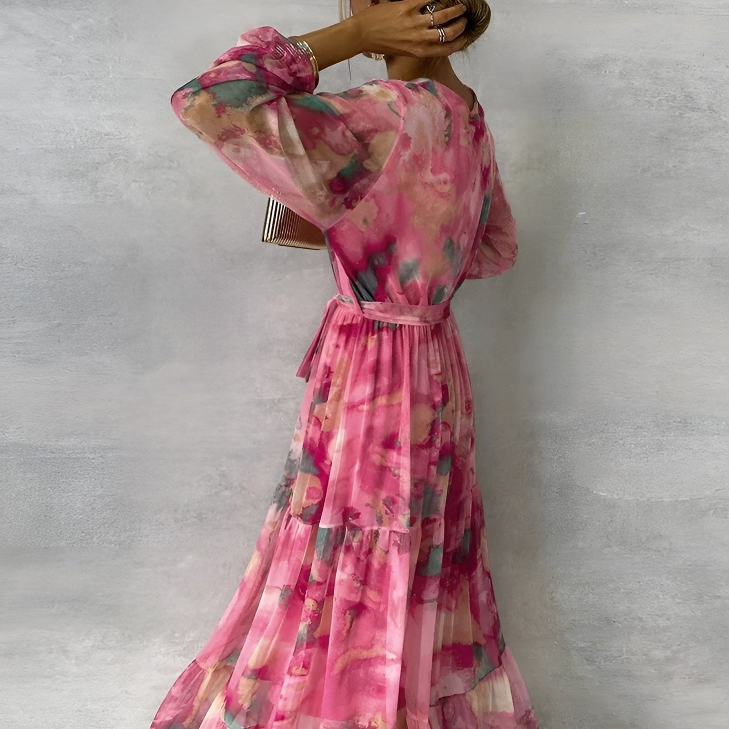 Kayla - Elegant Pleated Floral Dress