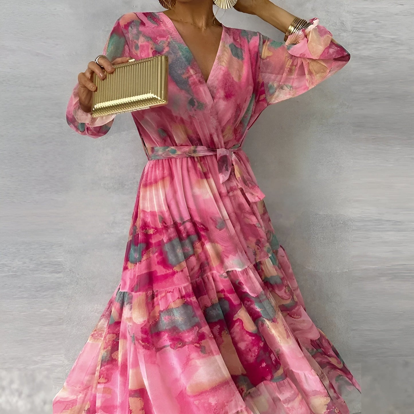 Kayla - Elegant Pleated Floral Dress