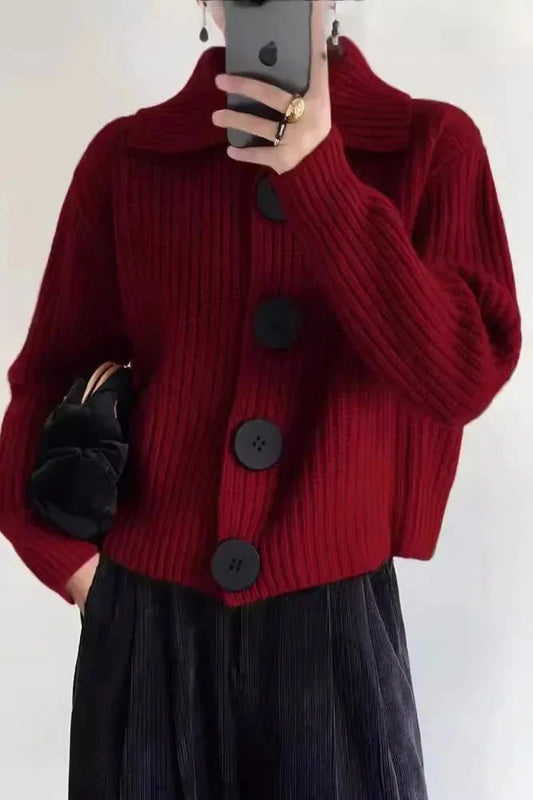 Crimson Poise Knit Jacket