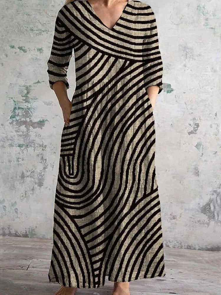Karen | Retro Striped Maxi Dress