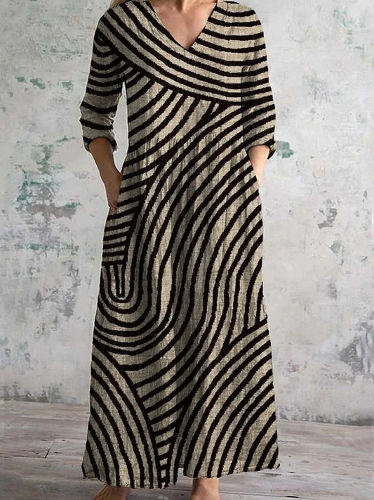 Karen |  Retro Striped Maxi Dress