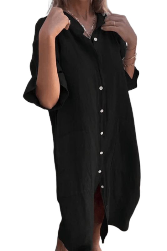 Midnight Black Shirt Dress