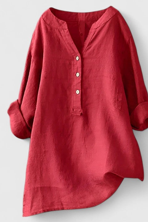 Red - Button-Front Shirt