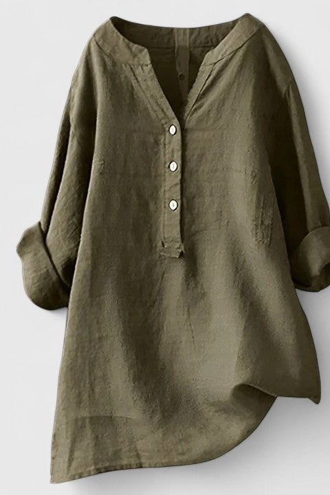 Brown - Button-Front Shirt