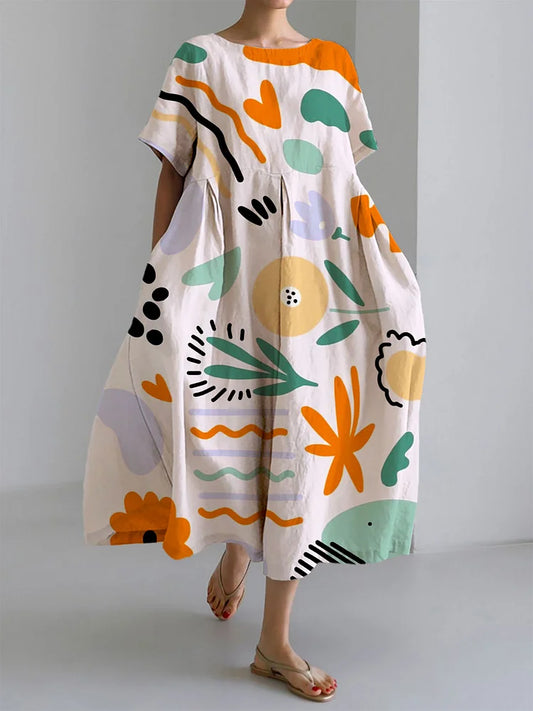 Milena | Lightweight Colorful Maxi Dress with Artistic Print for a Unique Summer Look