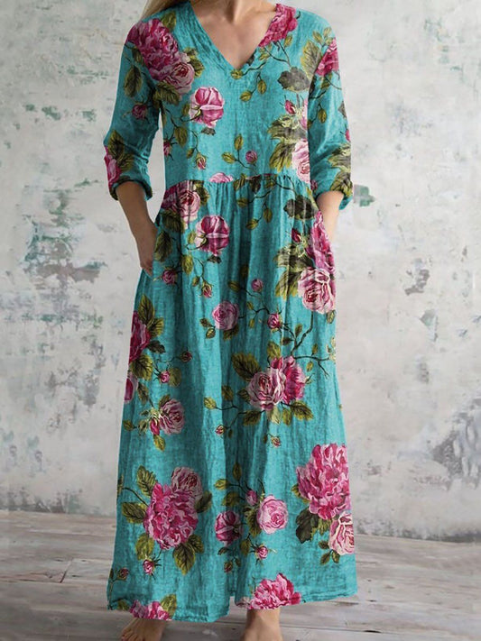 Emily | Retro Floral Maxi Dress