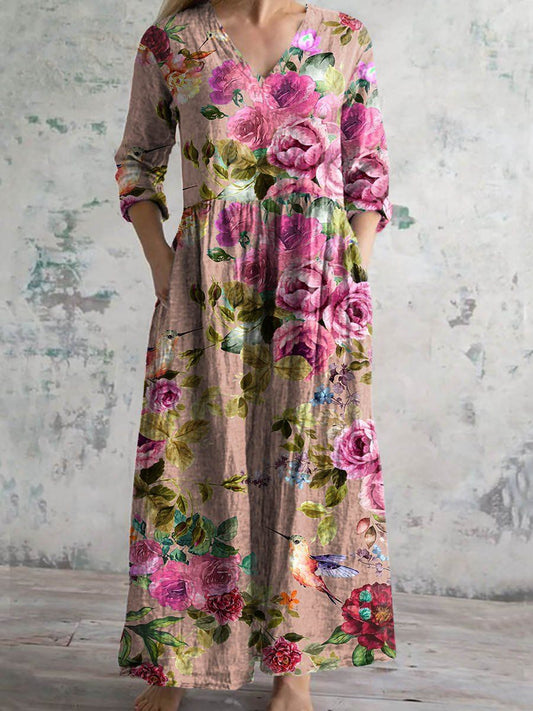 Olga | Retro Floral Maxi Dress