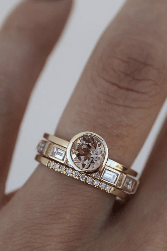 Hope - Inlaid Crystal Gold Ring Set