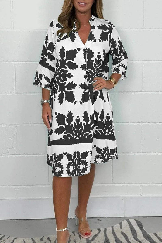 Monochrome Grace Dress – Printed Dress