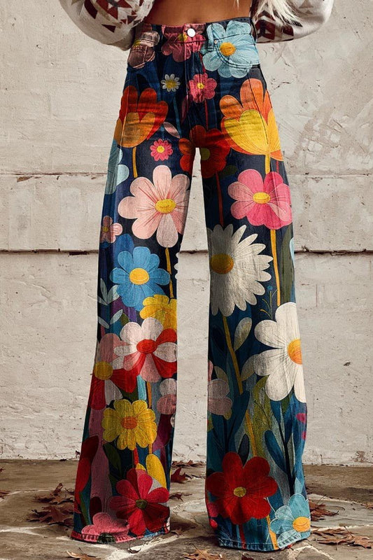 Annika - Flower Power Retro Flare Pants