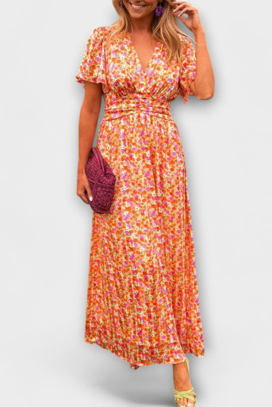 Floral Dress with V-neck