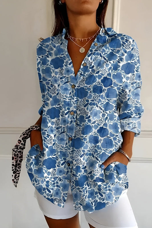 Indigo Bloom – Floral Blouse