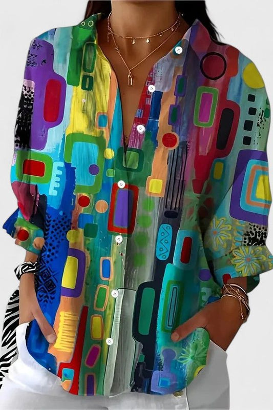 Elegant Geometric Pattern Blouse