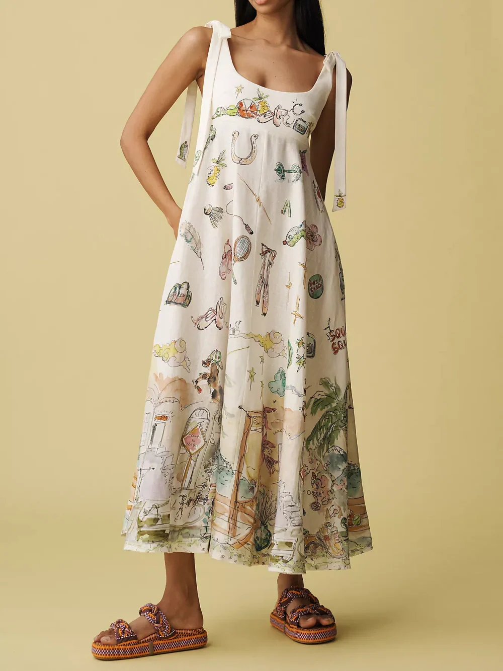 Isla – Painted Ballet Tie Midi Dress
