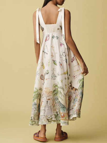 Isla – Painted Ballet Tie Midi Dress