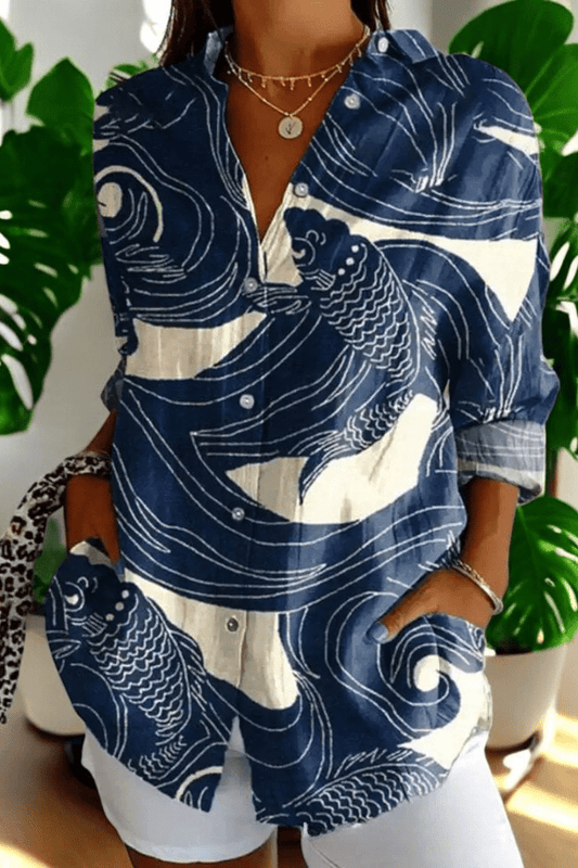 Midnight Koi – Floral Blouse
