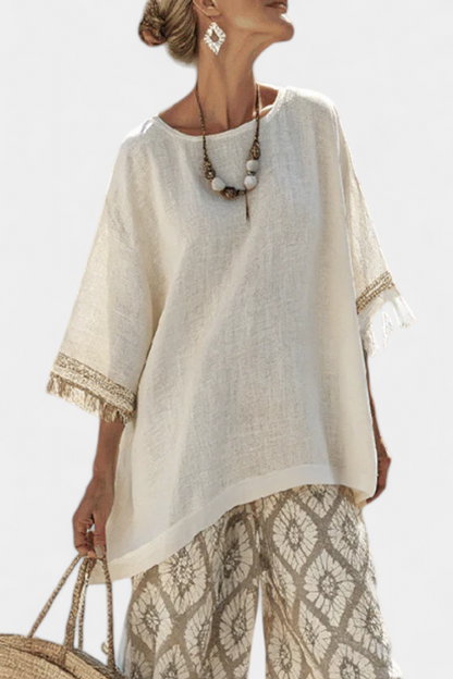 Boho Chic Daisy Ensemble: Long Shirt and Printed Pants for a Distinctive Look