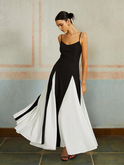 Selena – Color Block Spaghetti Strap Maxi Dress