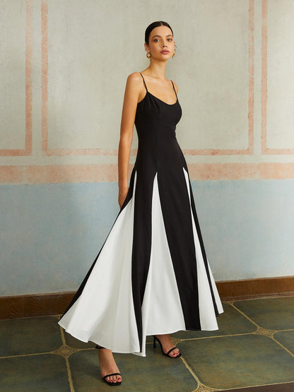 Selena – Color Block Spaghetti Strap Maxi Dress