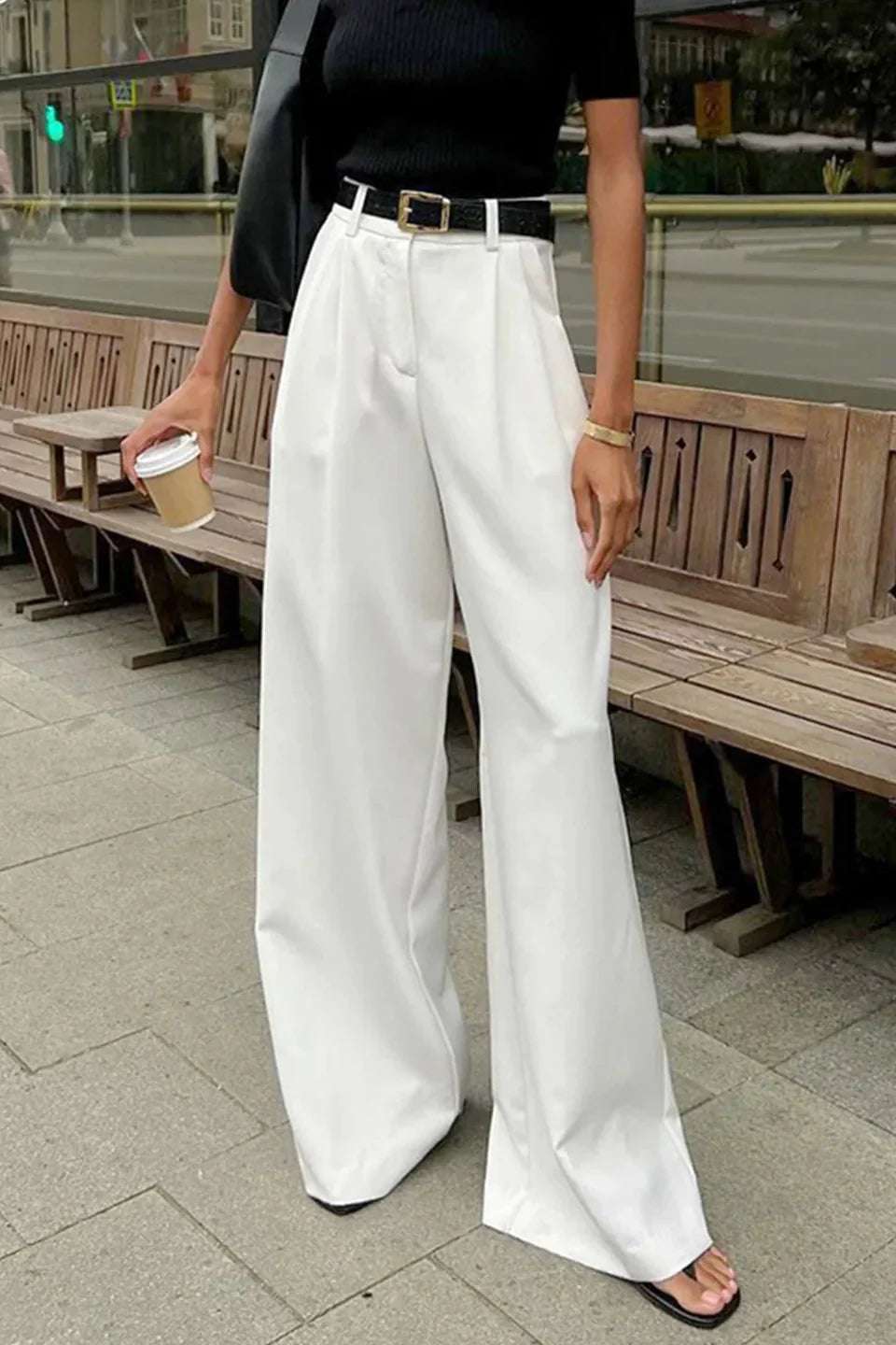 High Waist Drape Casual Pants