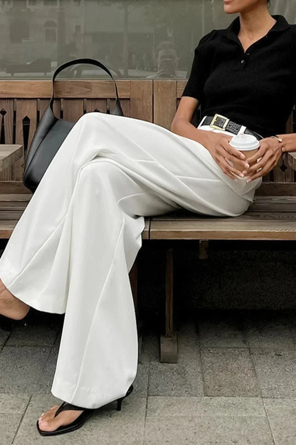 High Waist Drape Casual Pants