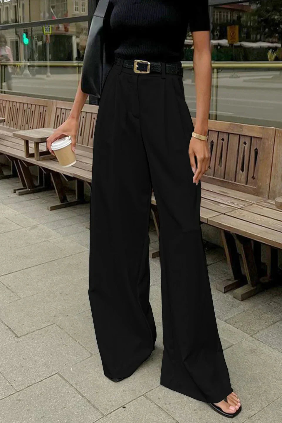 High Waist Drape Casual Pants